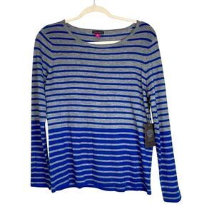 NWT Vince Camuto Striped Long Sleeve Sweater Blue Gray Size PL